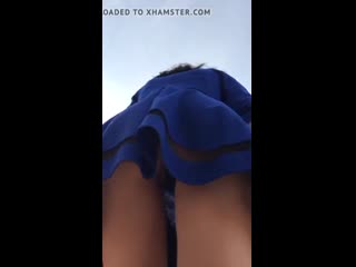 sexy babe in blue dress and black panties